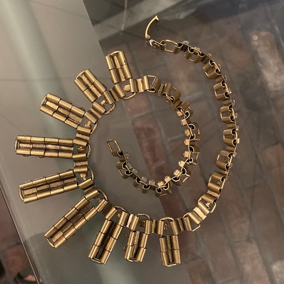 J CREW - necklace: gold tone w asymmetrical chunks & rhinestones throughout - Picture 8 of 16